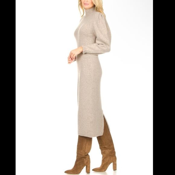 Ba&sh NWT Felicity Ballon Sleeve Mock Neck Wool blend Maxi Sweater Dress Small - Picture 1 of 14